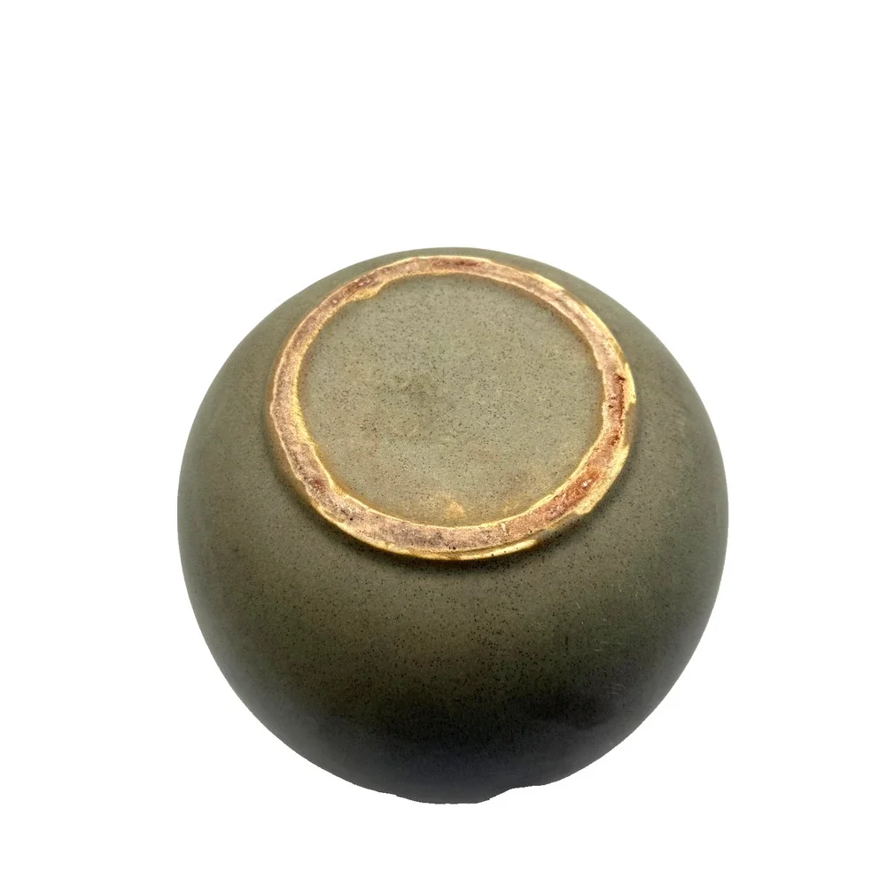 Vtg McCoy Floraline Pottery USA 404 Matte Olive Green Planter Bowl Pot